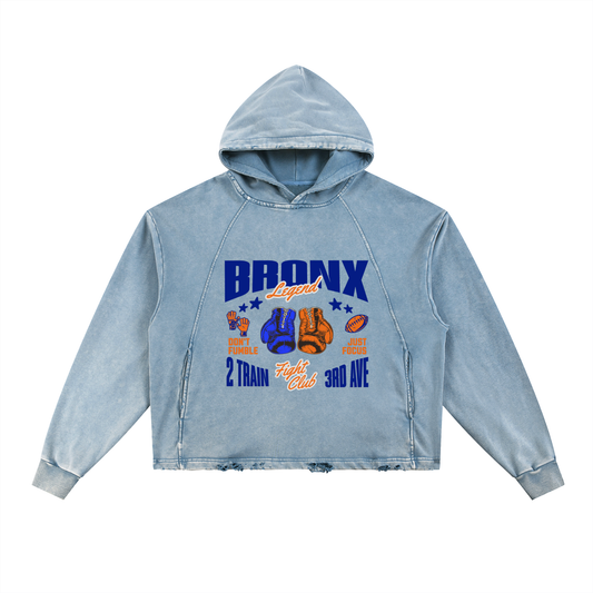Vintage Washed Frayed-Hem Hoodie