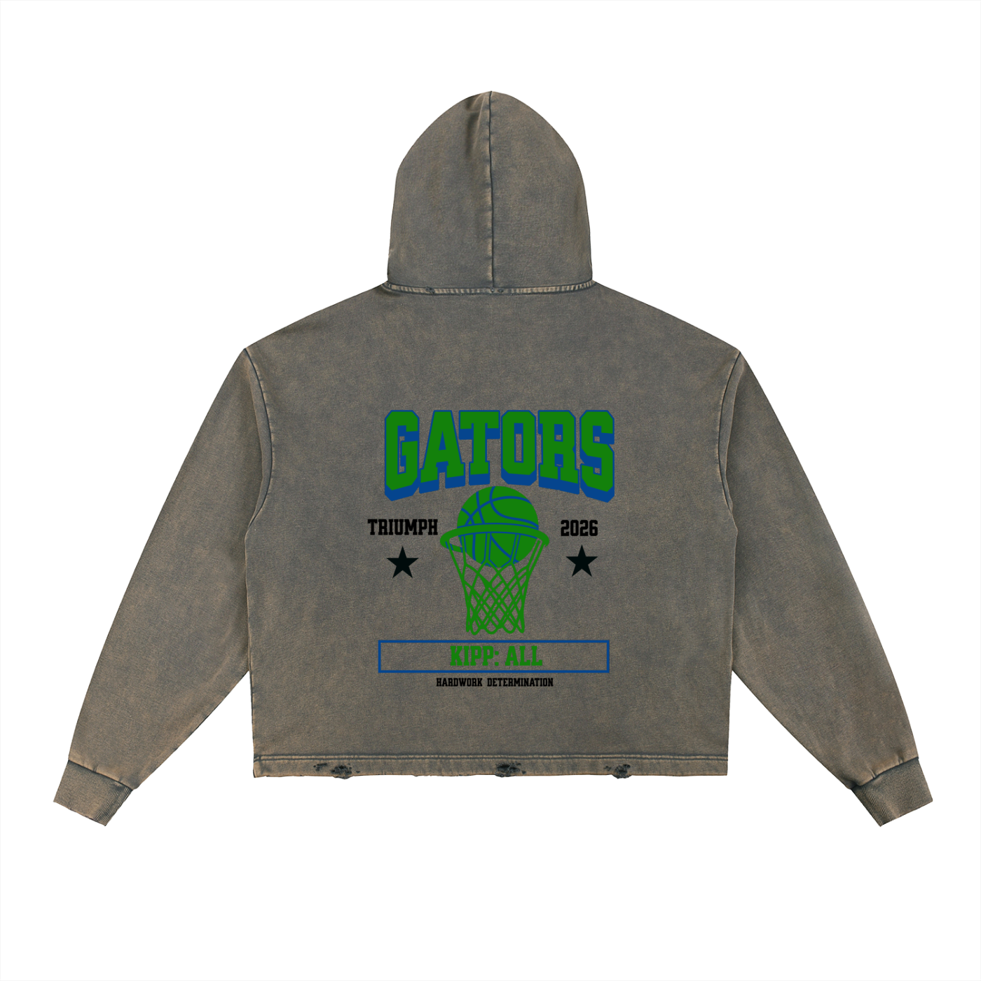 Vintage Washed Frayed-Hem Hoodie